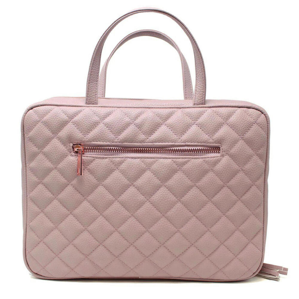 NWT Ms Lovely Women's Dusty Pink/13x10x3.5 Leather Toiletry Travel Bag